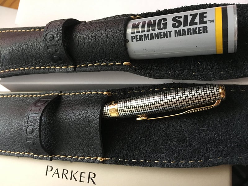 DiLoro Full Grain Leather Single Pen or Pencil Case Holder for Fountain Ballpoint Rollerball Reddish Brown - Image 5
